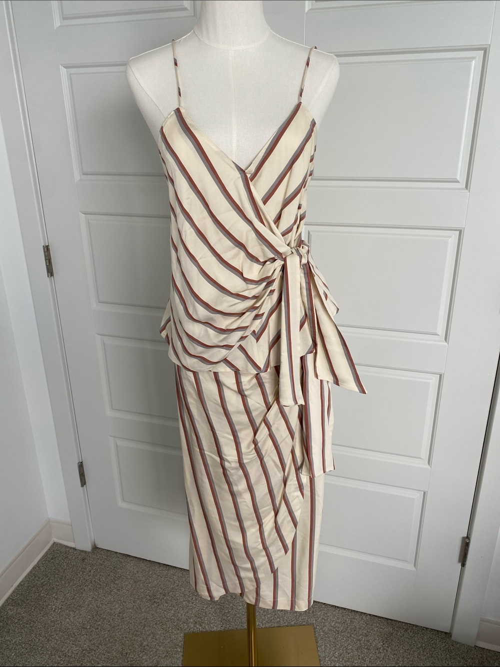 NWT Mango Bereber Striped 2 Piece Wrap Top Midi Skirt Set S top M skirt